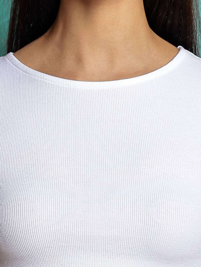 women solid round neck crop top - 21954441 -  Standard Image - 3