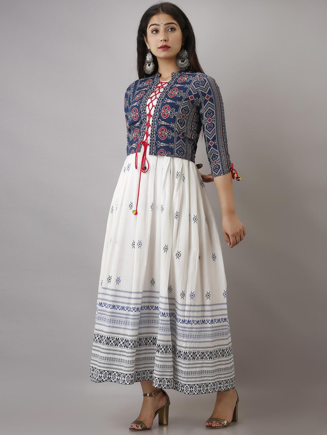 women three quarter sleeve kurta with jacket ethnic dress - 21954463 - Zoom Image - 0