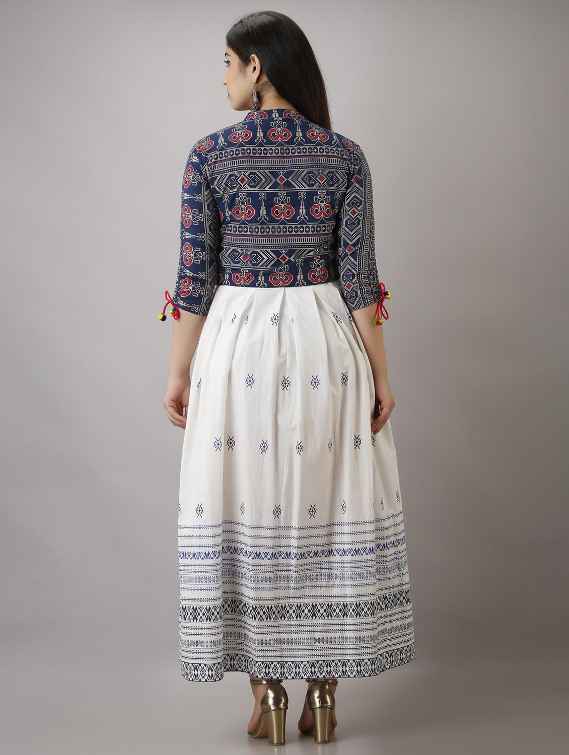 women three quarter sleeve kurta with jacket ethnic dress - 21954463 - Standard Image - 3