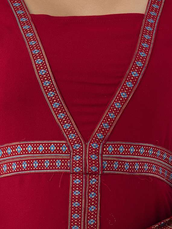 women three quarter sleeve flared ethnic dress - 21954465 -  Standard Image - 5