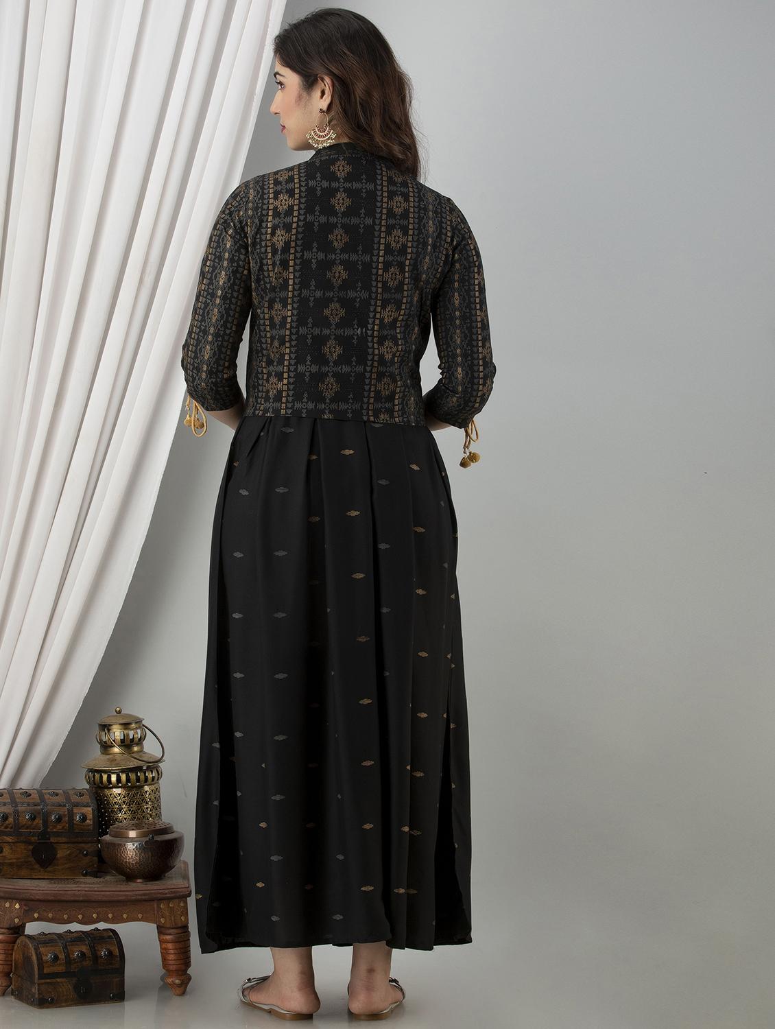 women three quarter sleeve kurta with jacket ethnic dress - 21954470 - Standard Image - 3