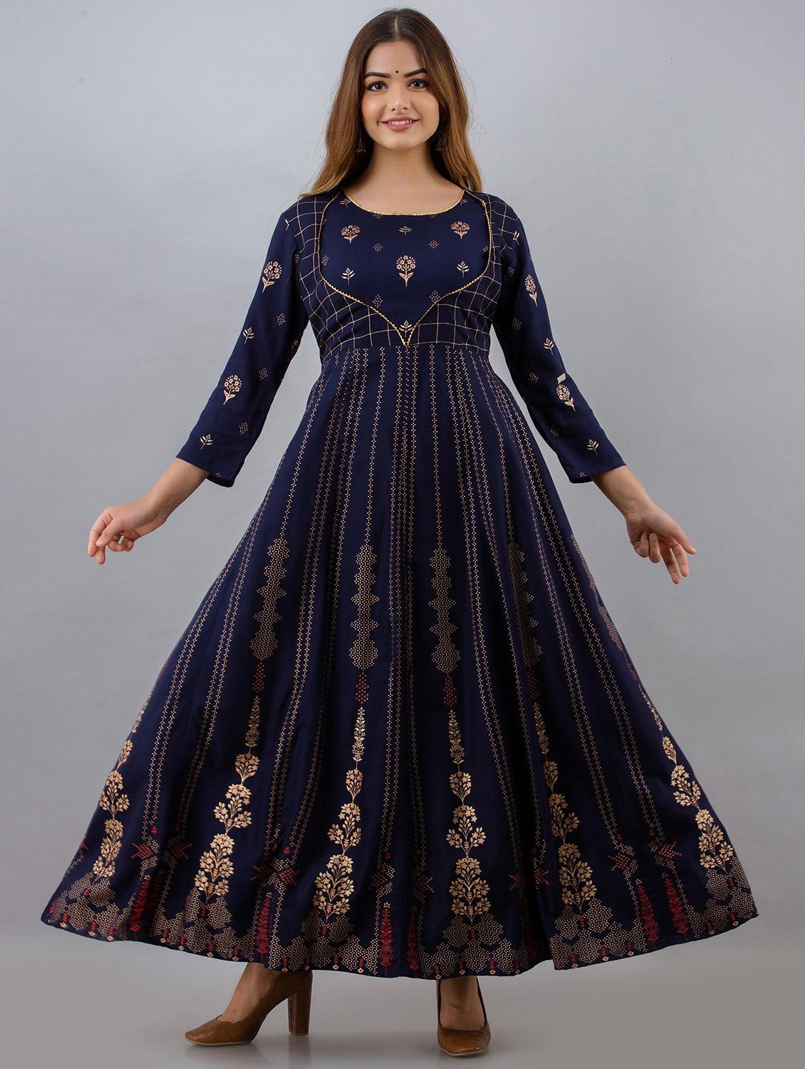 women three quarter sleeve anarkali ethnic dress - 21954478 -  Zoom Image - 0