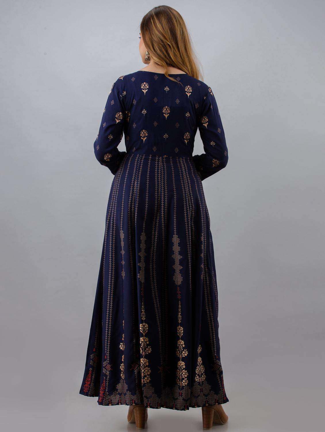 women three quarter sleeve anarkali ethnic dress - 21954478 -  Standard Image - 3