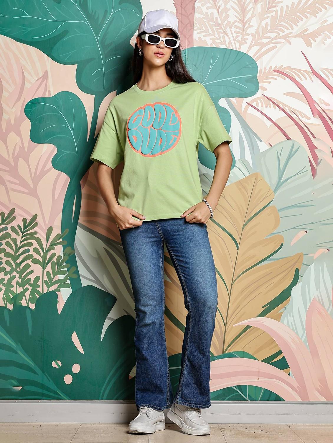 women printed short sleeve loose fit t-shirt - 21954482 - Standard Image - 5