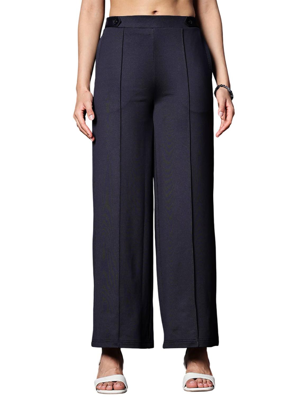 women solid high rise wide leg trouser - 21954485 - Standard Image - 5
