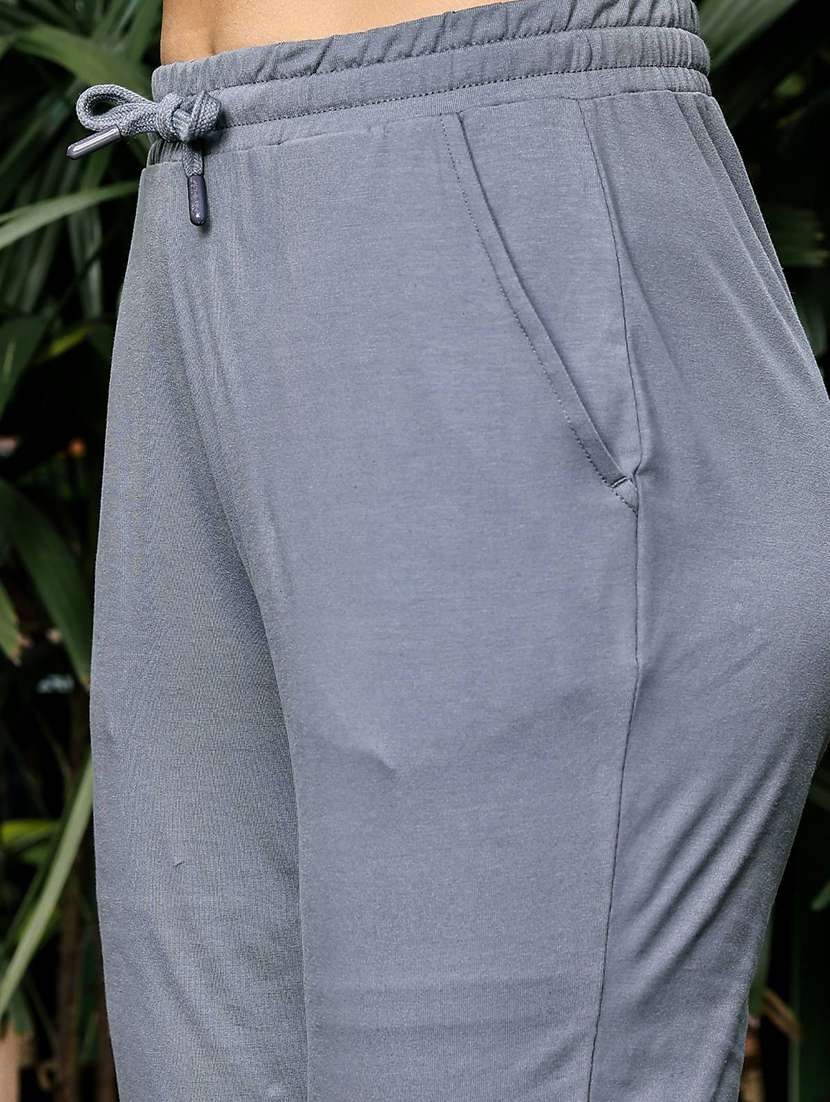 women grey solid mid rise track pant - 21954491 - Standard Image - 3