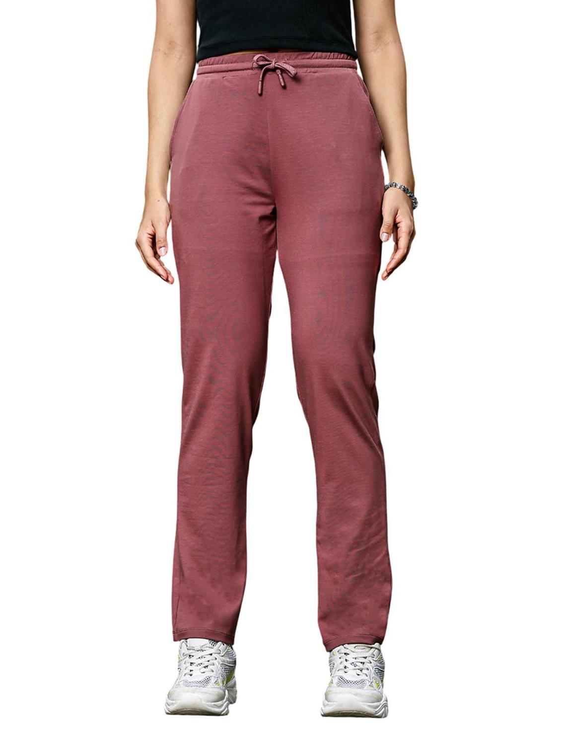 women pink solid mid rise track pant - 21954492 - Standard Image - 5