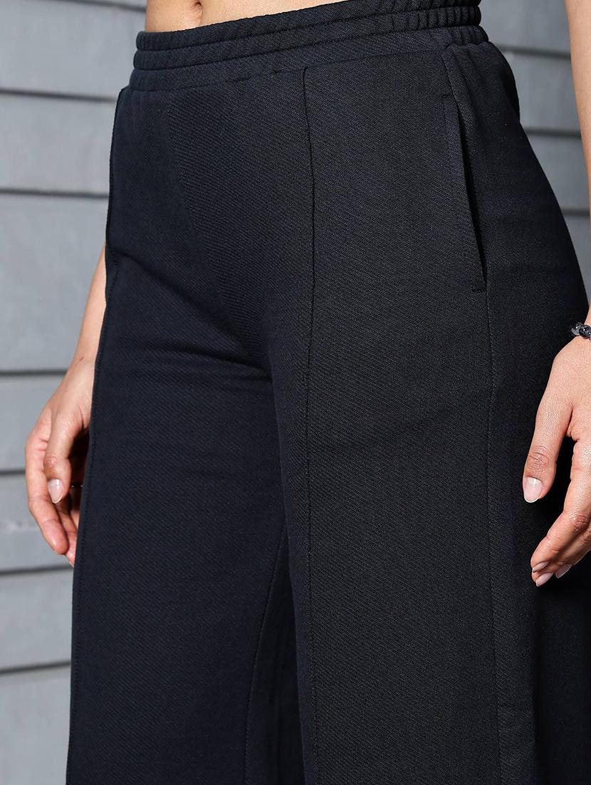 women solid high rise wide leg trouser - 21954493 - Standard Image - 3