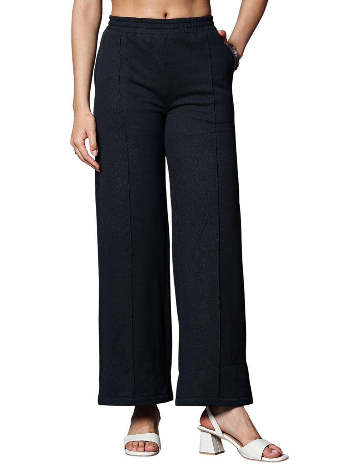 women solid high rise wide leg trouser - 21954493 - Standard Image - 5