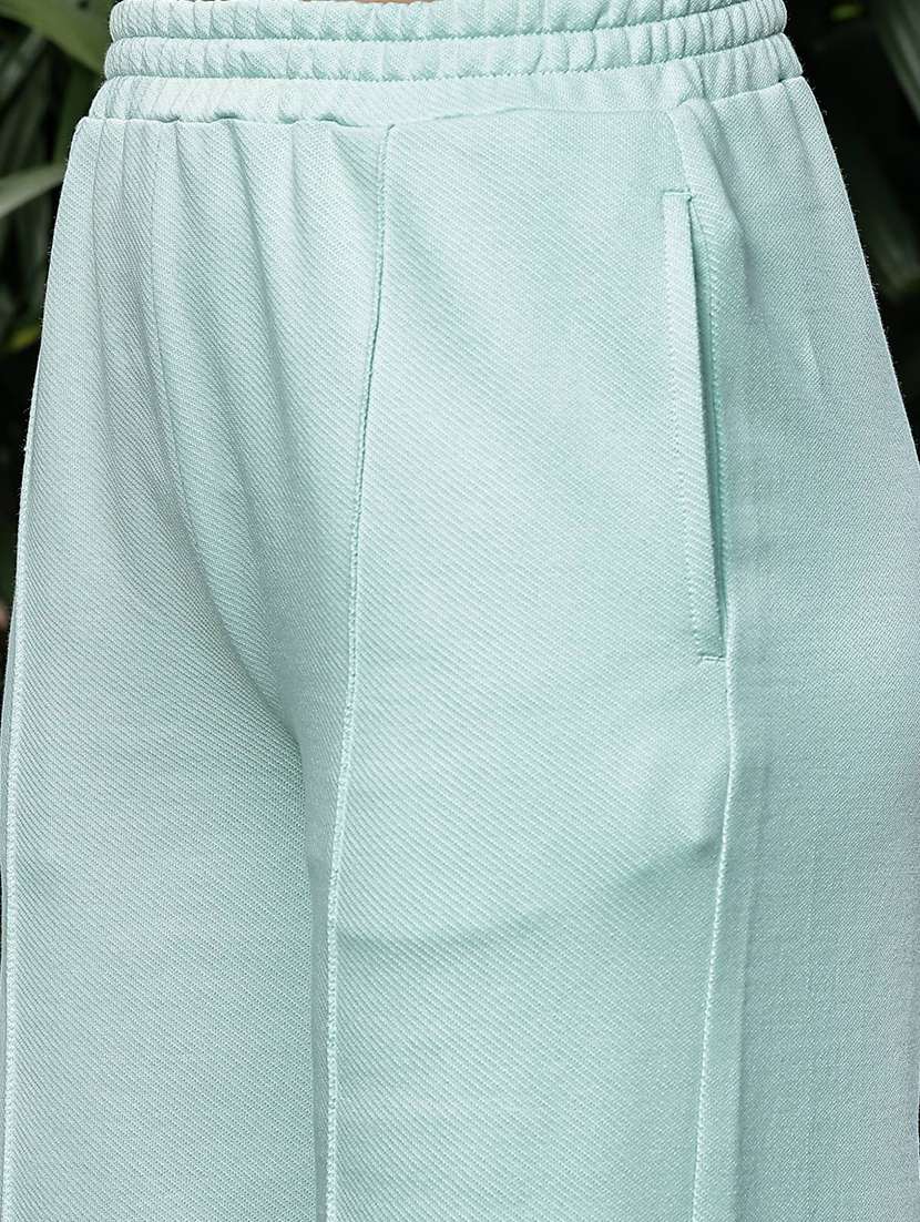 women solid high rise wide leg trouser - 21954494 - Standard Image - 3