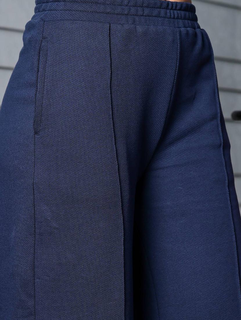 women solid high rise wide leg trouser - 21954495 - Standard Image - 3