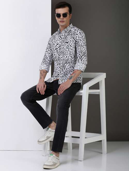 men printed long sleeve regular fit casual shirt - 21954502 -  Standard Image - 0