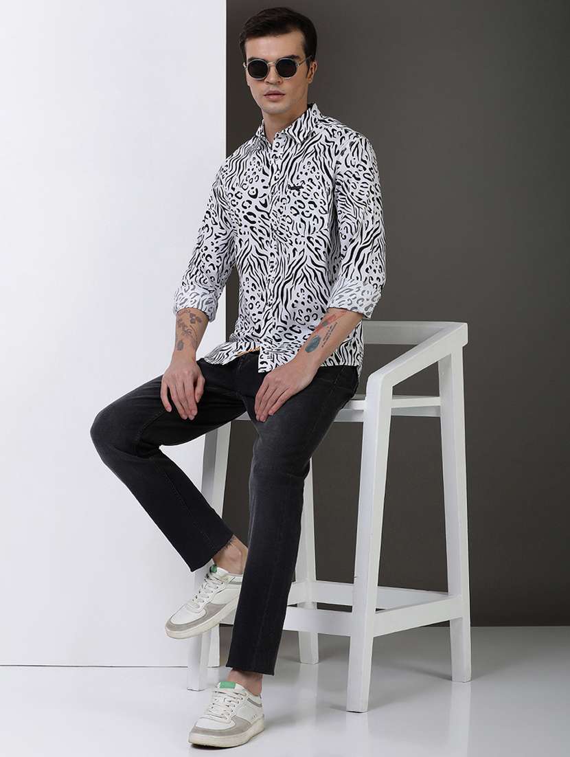 men printed long sleeve regular fit casual shirt - 21954502 -  Zoom Image - 0
