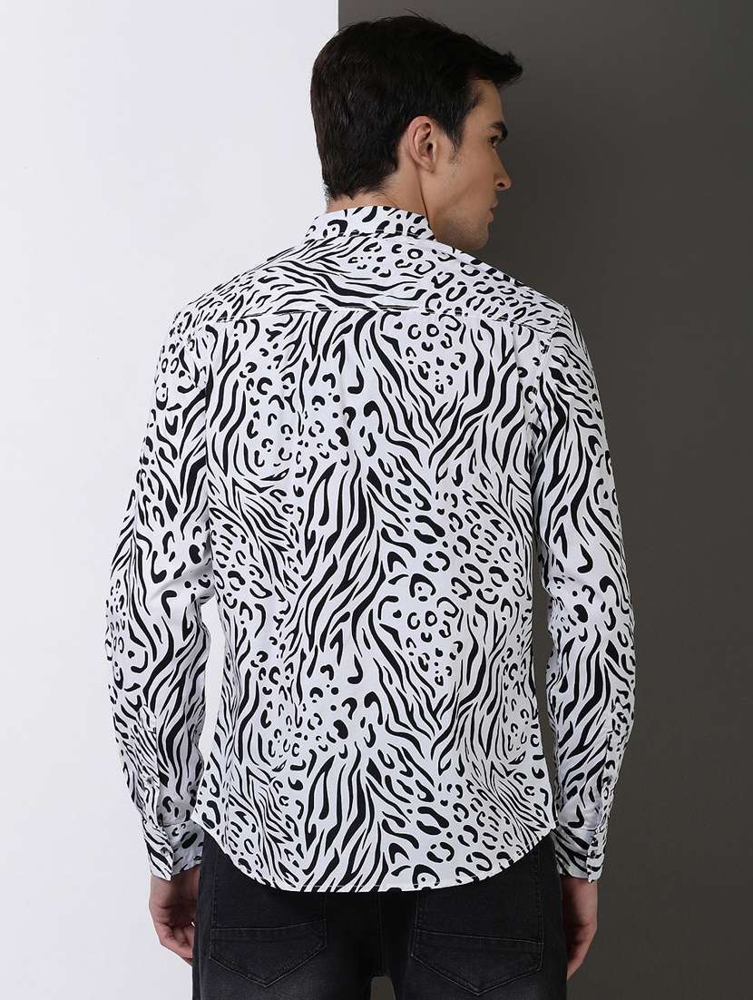 men printed long sleeve regular fit casual shirt - 21954502 - Standard Image - 3