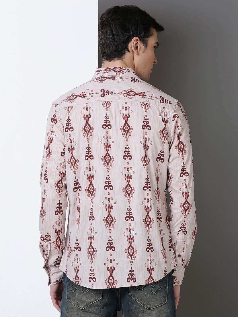 men printed long sleeve regular fit casual shirt - 21954514 -  Standard Image - 3