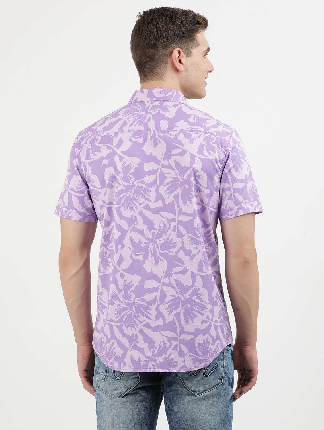 men printed short sleeve regular fit casual shirt - 21954519 -  Standard Image - 3