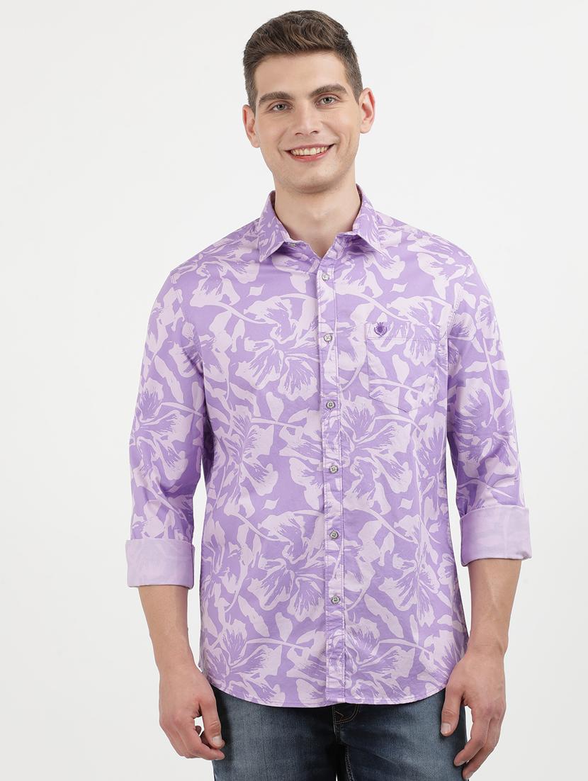 men printed long sleeve regular fit casual shirt