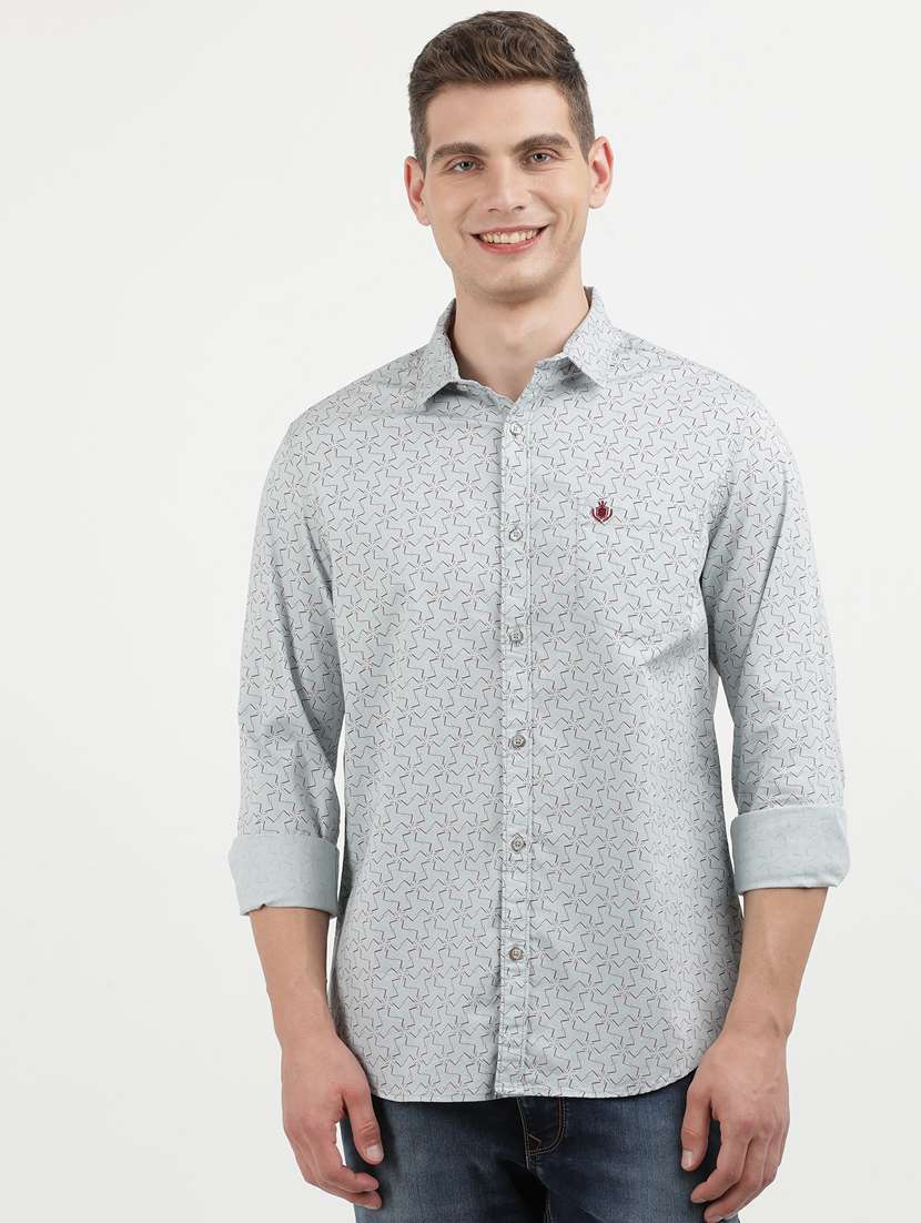 men printed long sleeve regular fit casual shirt