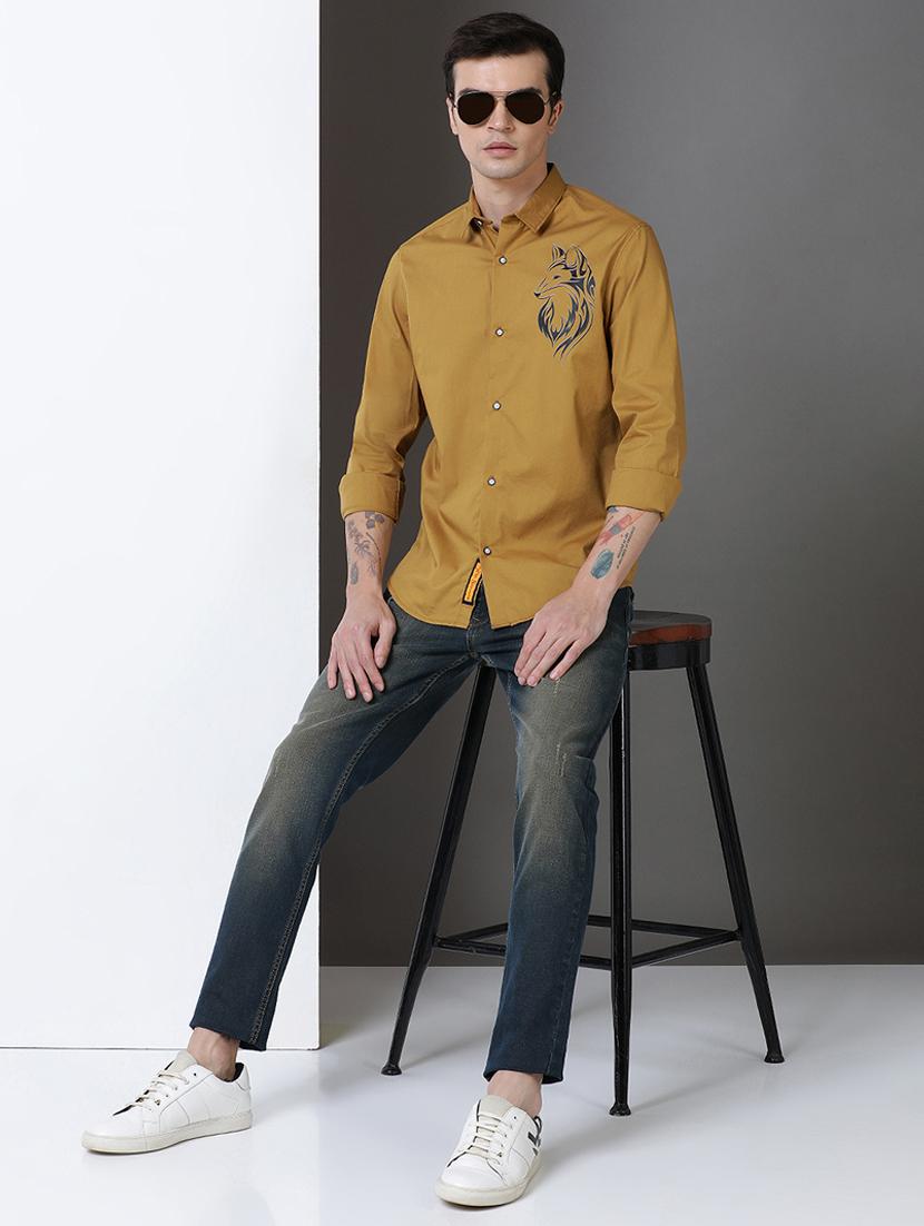 men placement print long sleeve regular fit casual shirt - 21954528 -  Zoom Image - 0