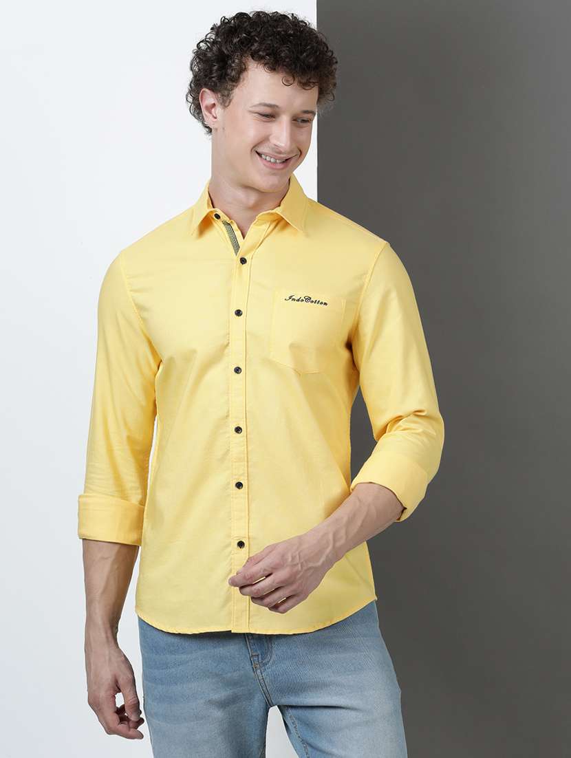 men solid long sleeve regular fit casual shirt