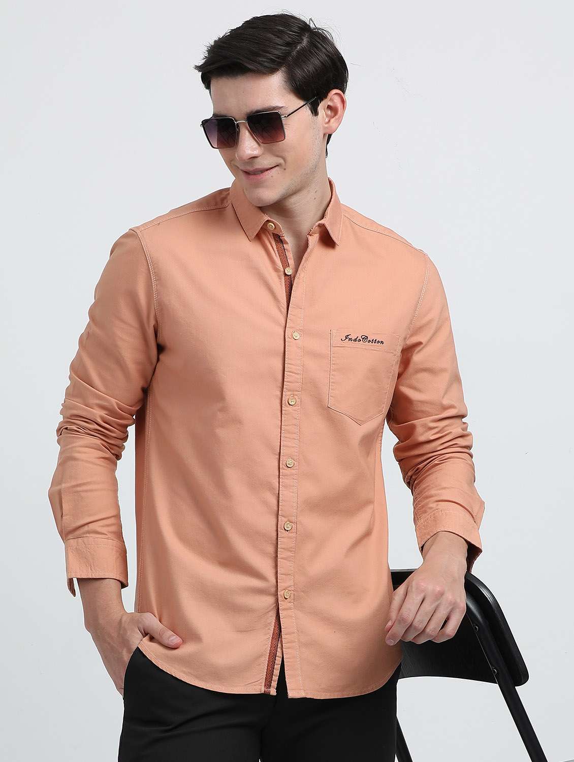 men solid long sleeve regular fit casual shirt