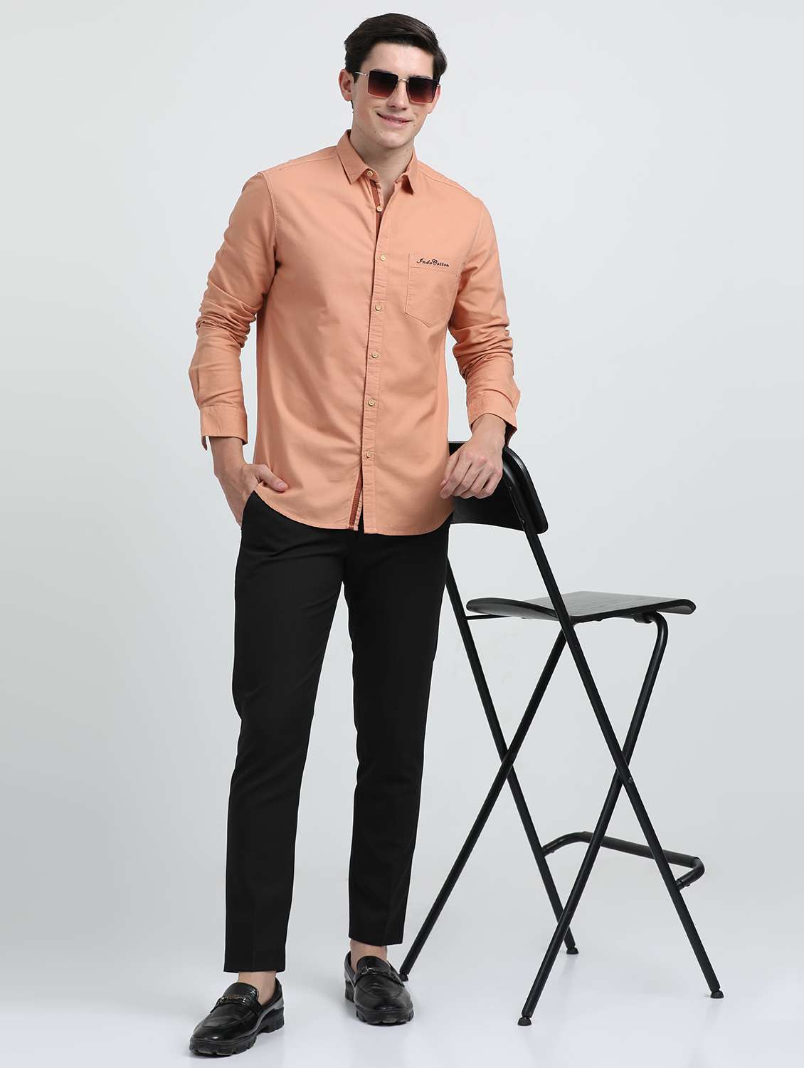 men solid long sleeve regular fit casual shirt - 21954536 -  Standard Image - 5