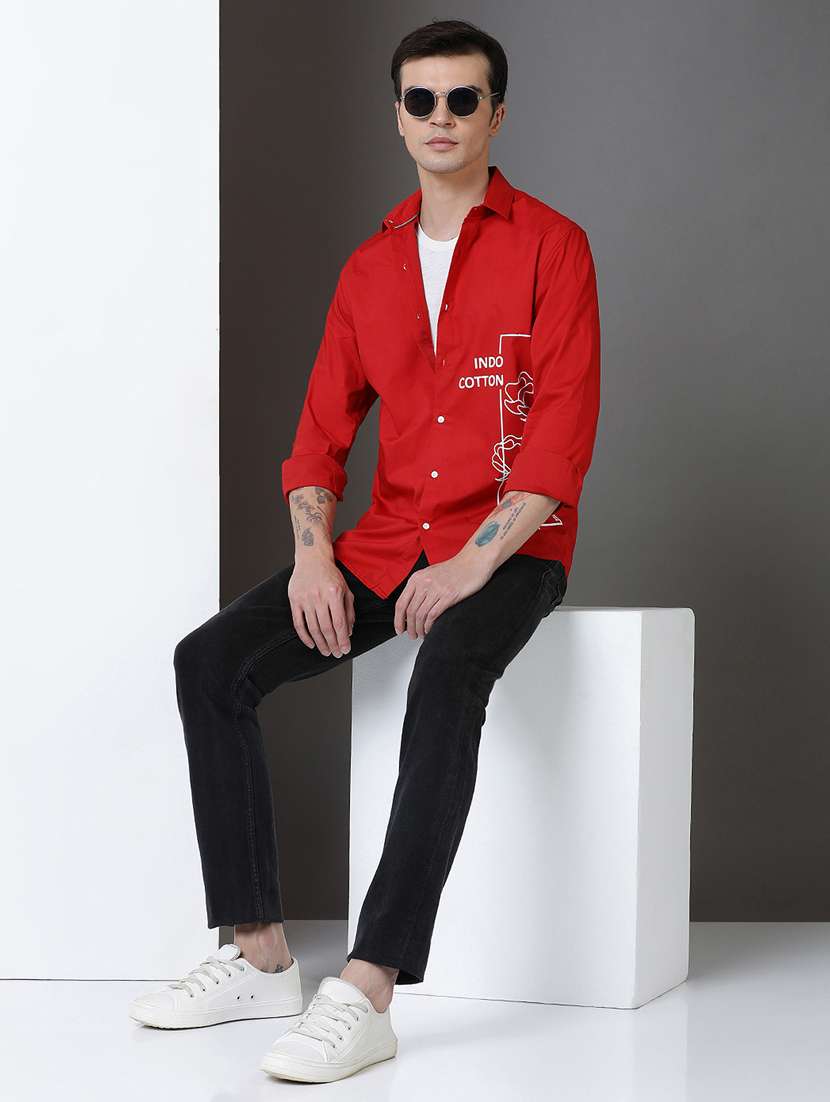 men placement print long sleeve regular fit casual shirt - 21954542 -  Standard Image - 5