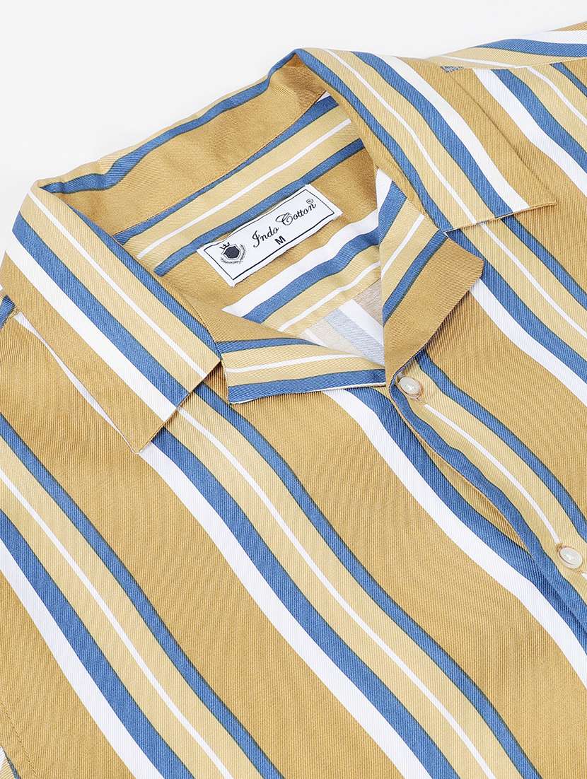 men striped short sleeve regular fit casual shirt - 21954558 -  Standard Image - 3