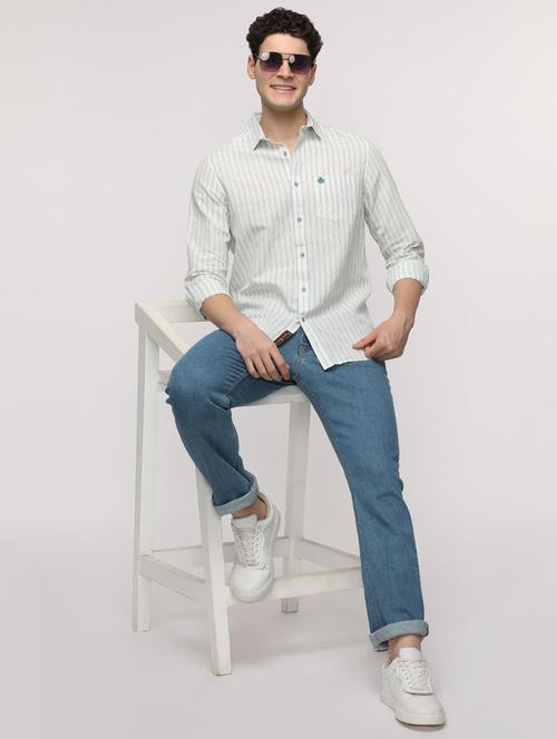 men striped long sleeve regular fit casual shirt - 21954569 - Standard Image - 0
