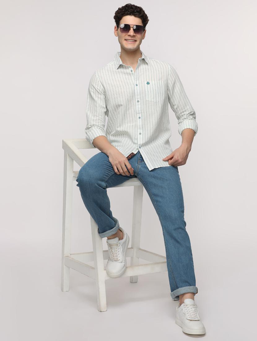 men striped long sleeve regular fit casual shirt - 21954569 - Zoom Image - 0