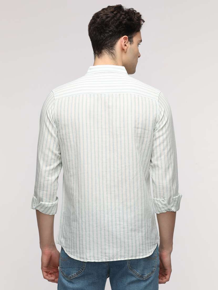 men striped long sleeve regular fit casual shirt - 21954569 - Standard Image - 3