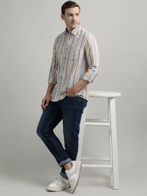 men striped long sleeve regular fit casual shirt - 21954572 -  Standard Image - 0