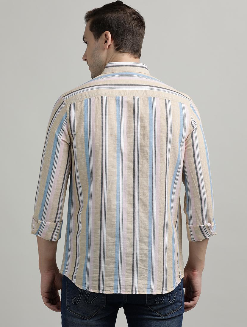 men striped long sleeve regular fit casual shirt - 21954572 - Standard Image - 3