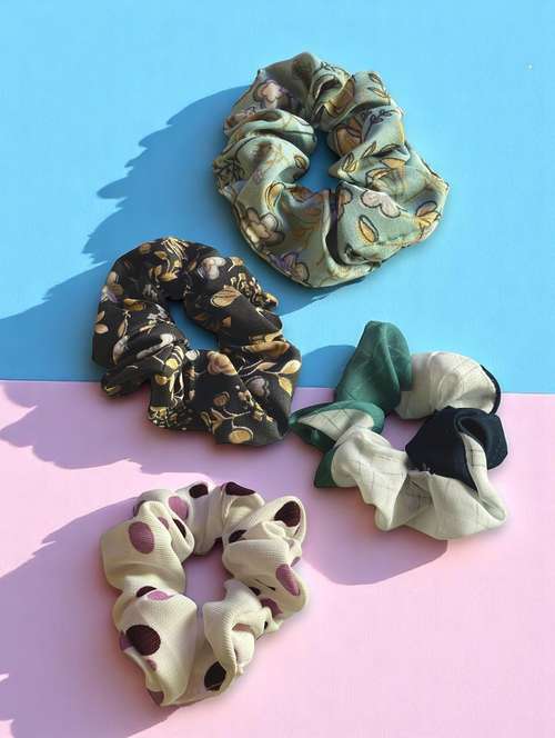 women pack of 4 multi colored scrunchies - 21954606 - Standard Image - 0