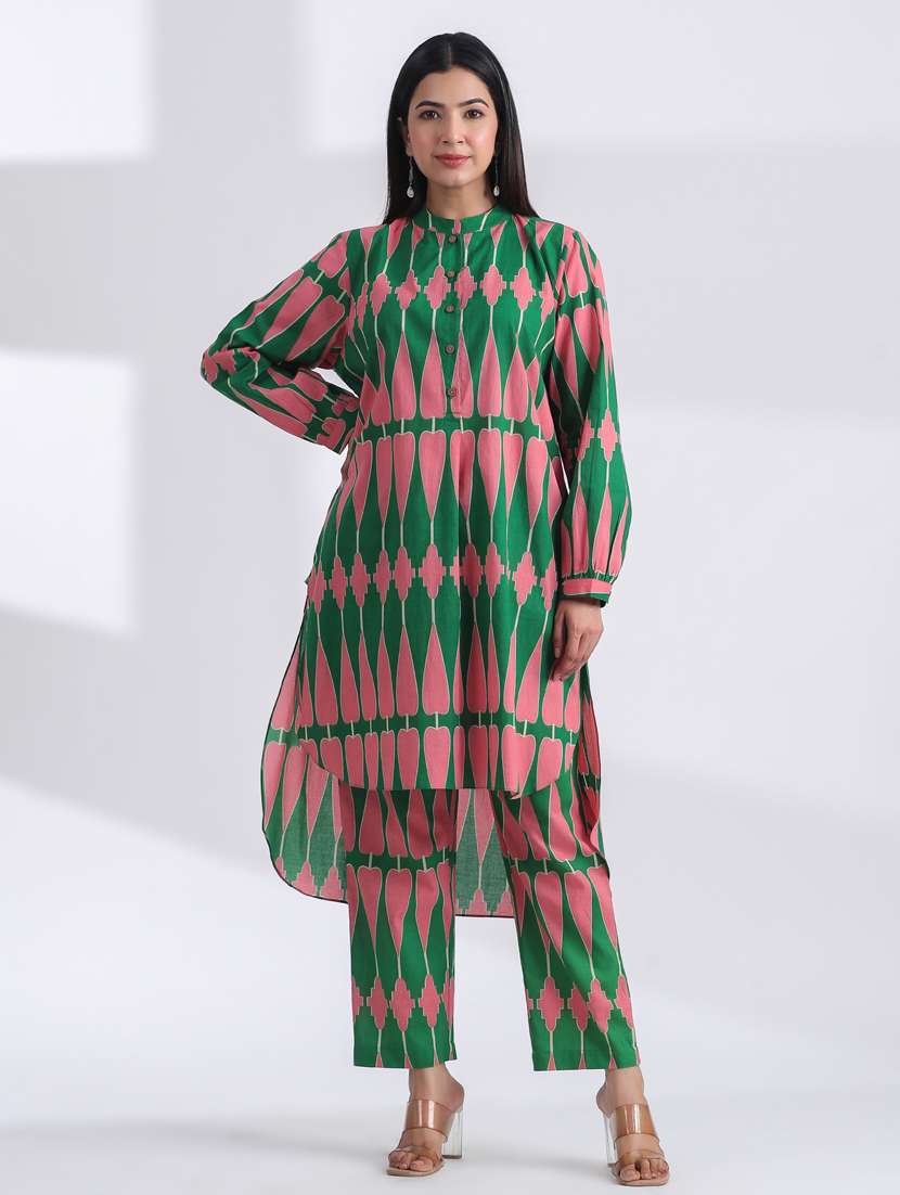 women printed long sleeve ethnic co ord set - 21954615 - Zoom Image - 0