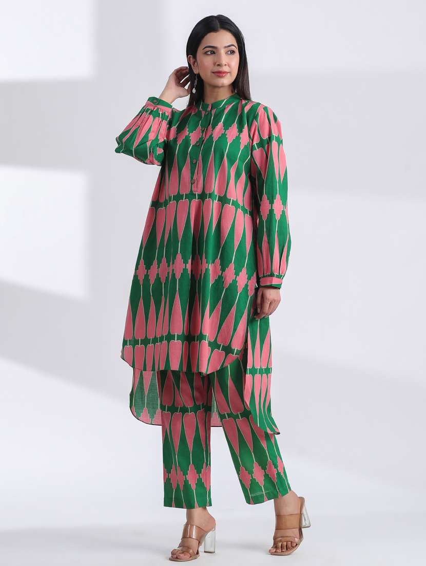 women printed long sleeve ethnic co ord set - 21954615 - Standard Image - 3