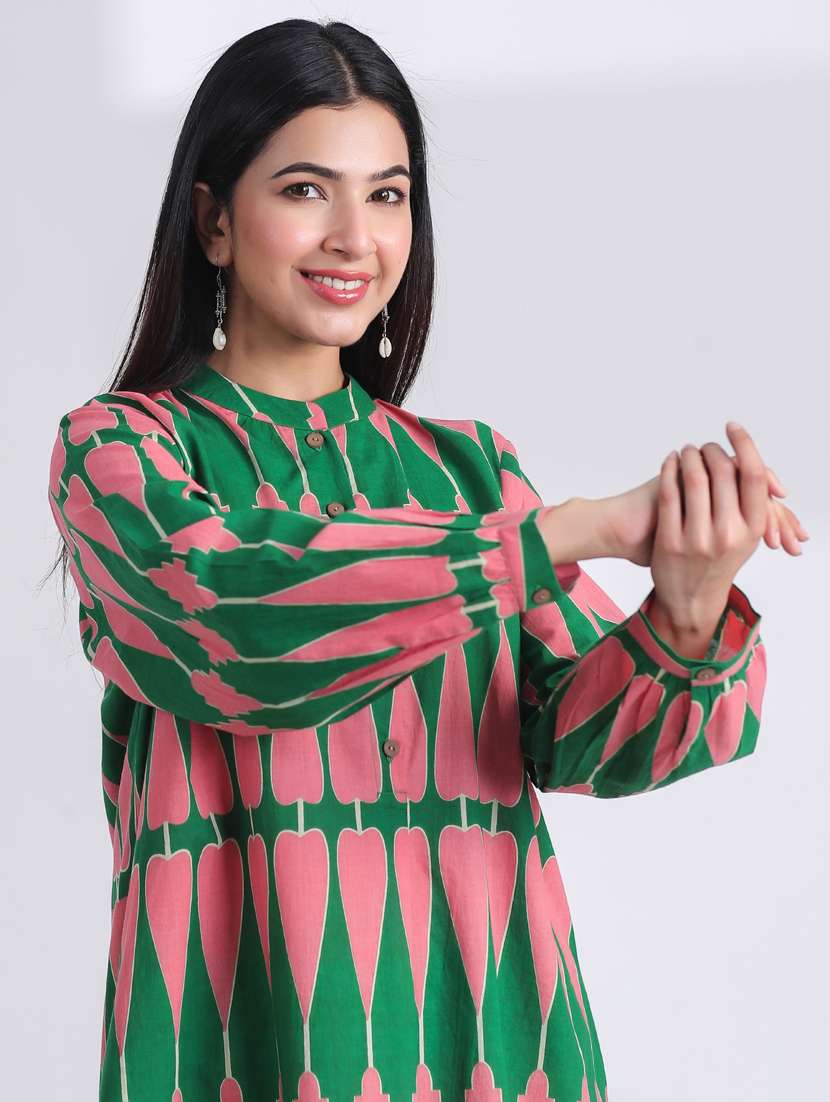 women printed long sleeve ethnic co ord set - 21954615 - Standard Image - 5