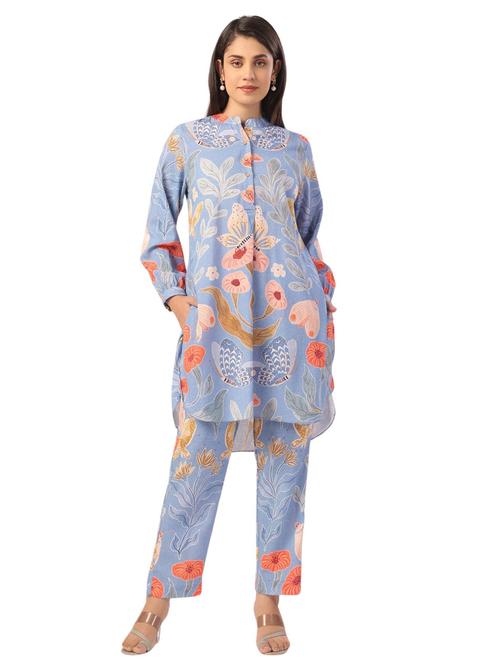 women printed long sleeve ethnic co ord set - 21954623 - Standard Image - 0