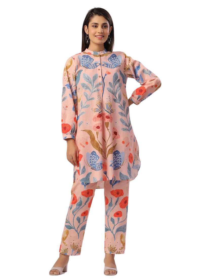 women printed long sleeve ethnic co ord set