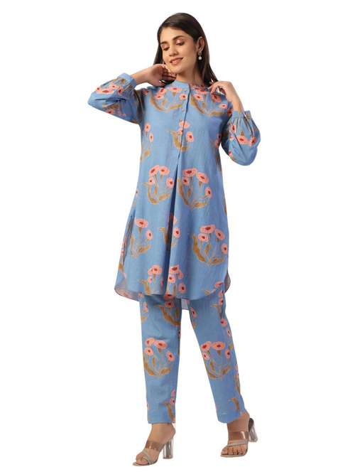 women printed long sleeve ethnic co ord set - 21954625 - Standard Image - 0