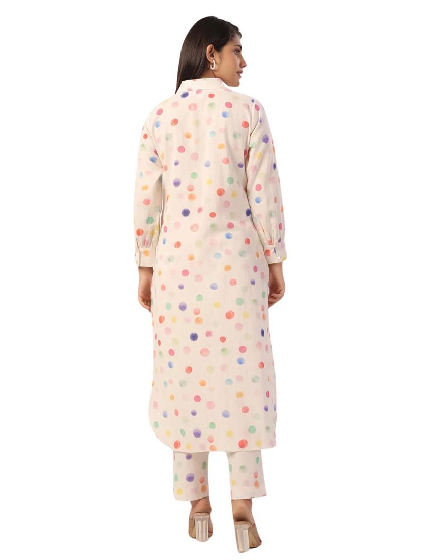 women polka dot long sleeve kurta pant set - 21954630 - Standard Image - 3