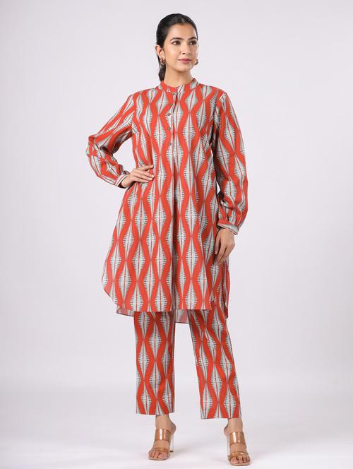 women printed long sleeve ethnic co ord set - 21954633 - Standard Image - 0