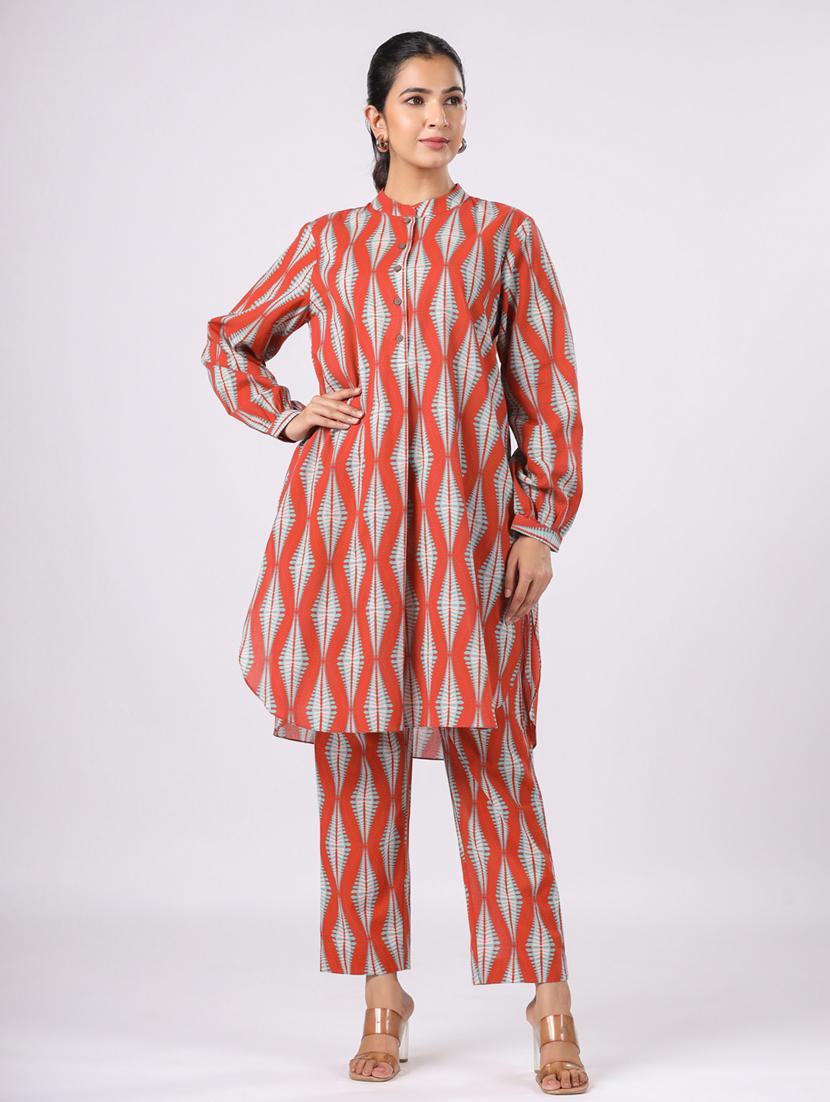 women printed long sleeve ethnic co ord set - 21954633 - Zoom Image - 0