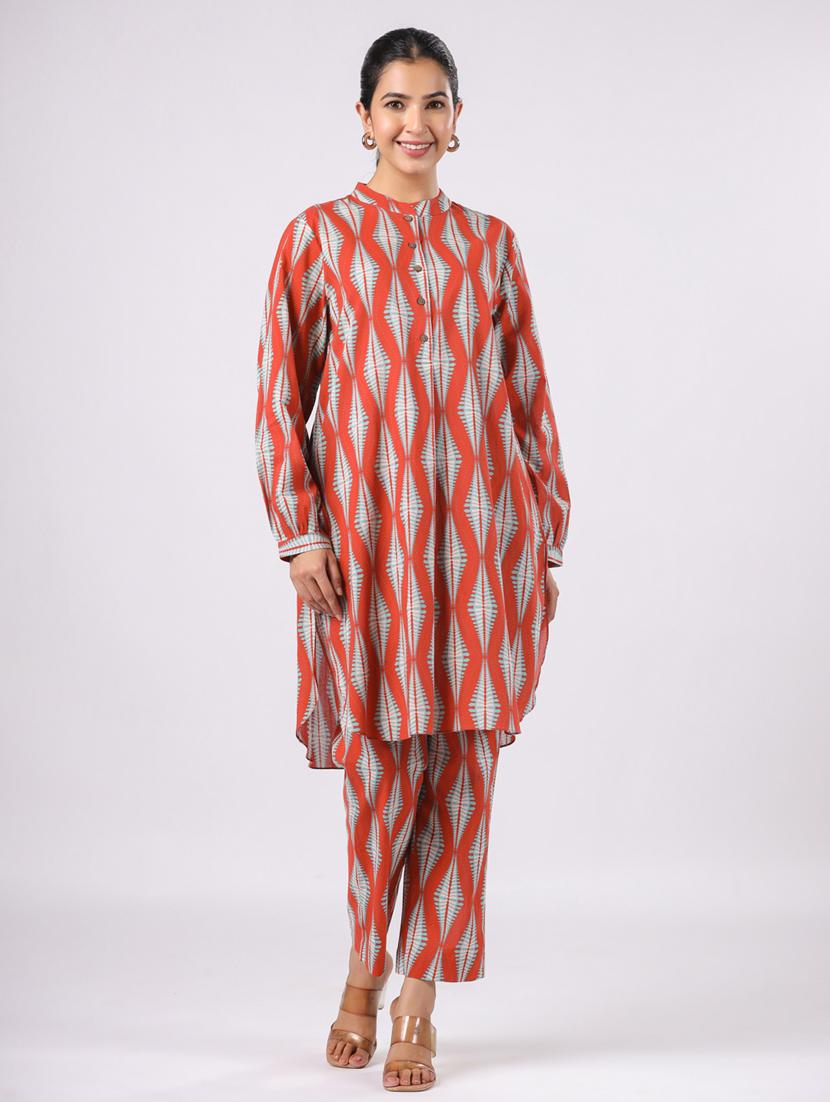 women printed long sleeve ethnic co ord set - 21954633 - Standard Image - 3