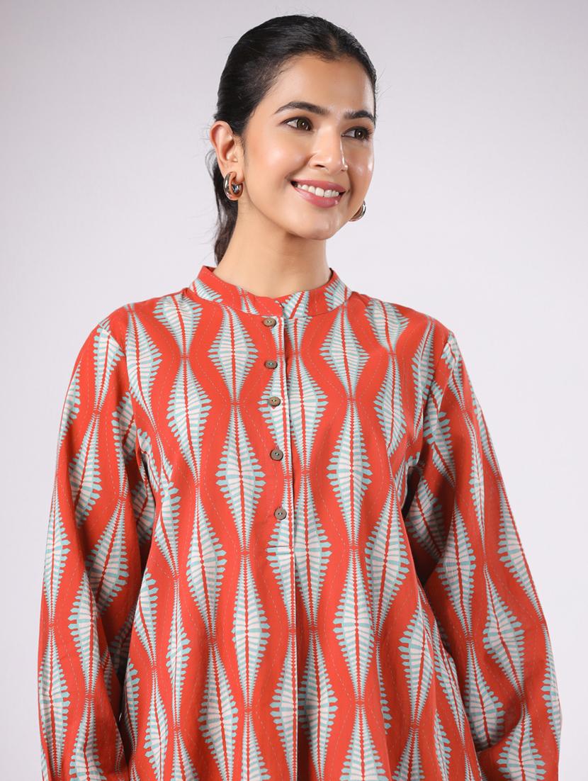 women printed long sleeve ethnic co ord set - 21954633 - Standard Image - 8