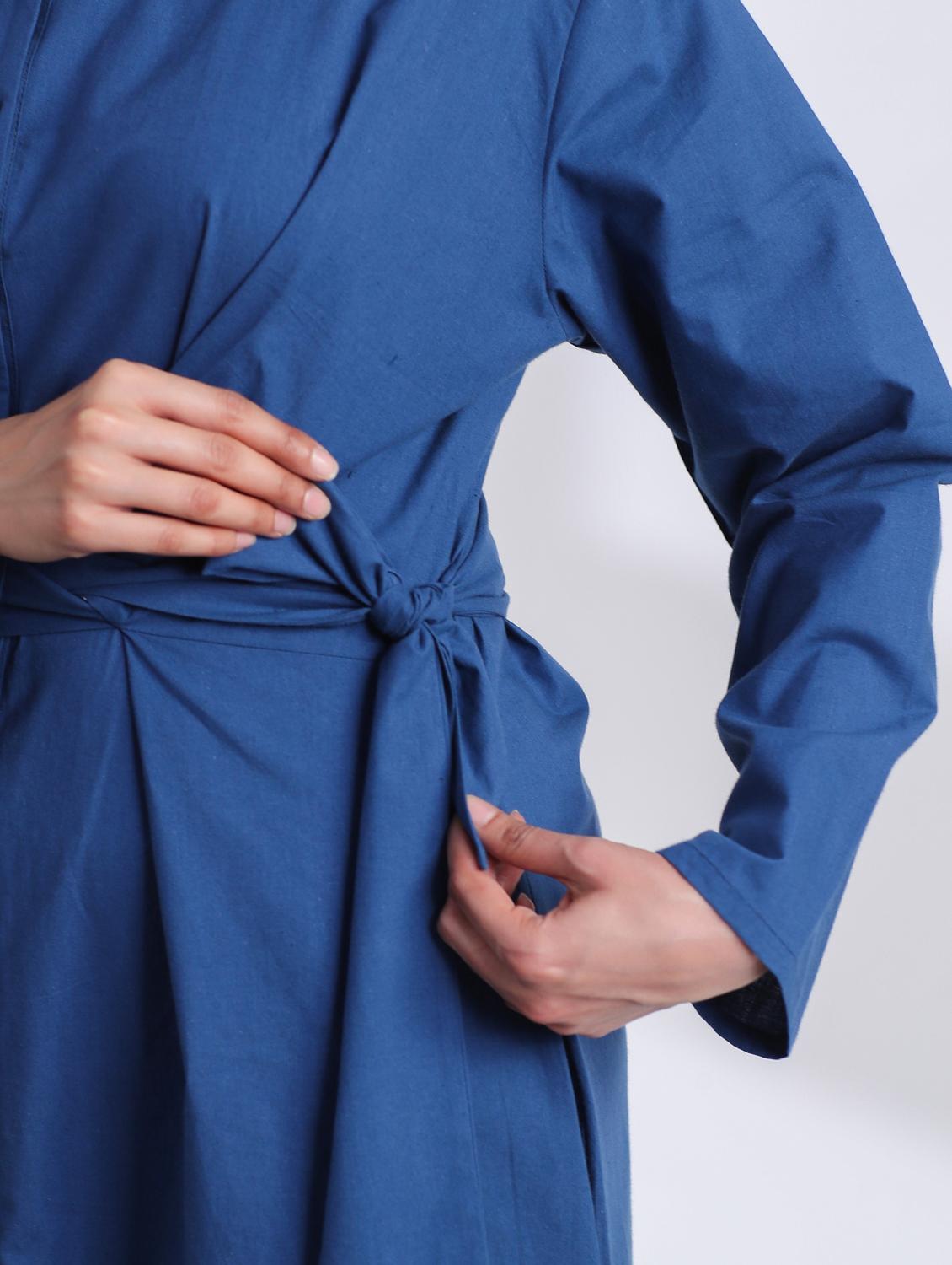 women solid long sleeve shirt dress - 21954638 - Standard Image - 3
