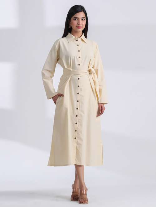 women solid long sleeve shirt dress - 21954639 - Standard Image - 0