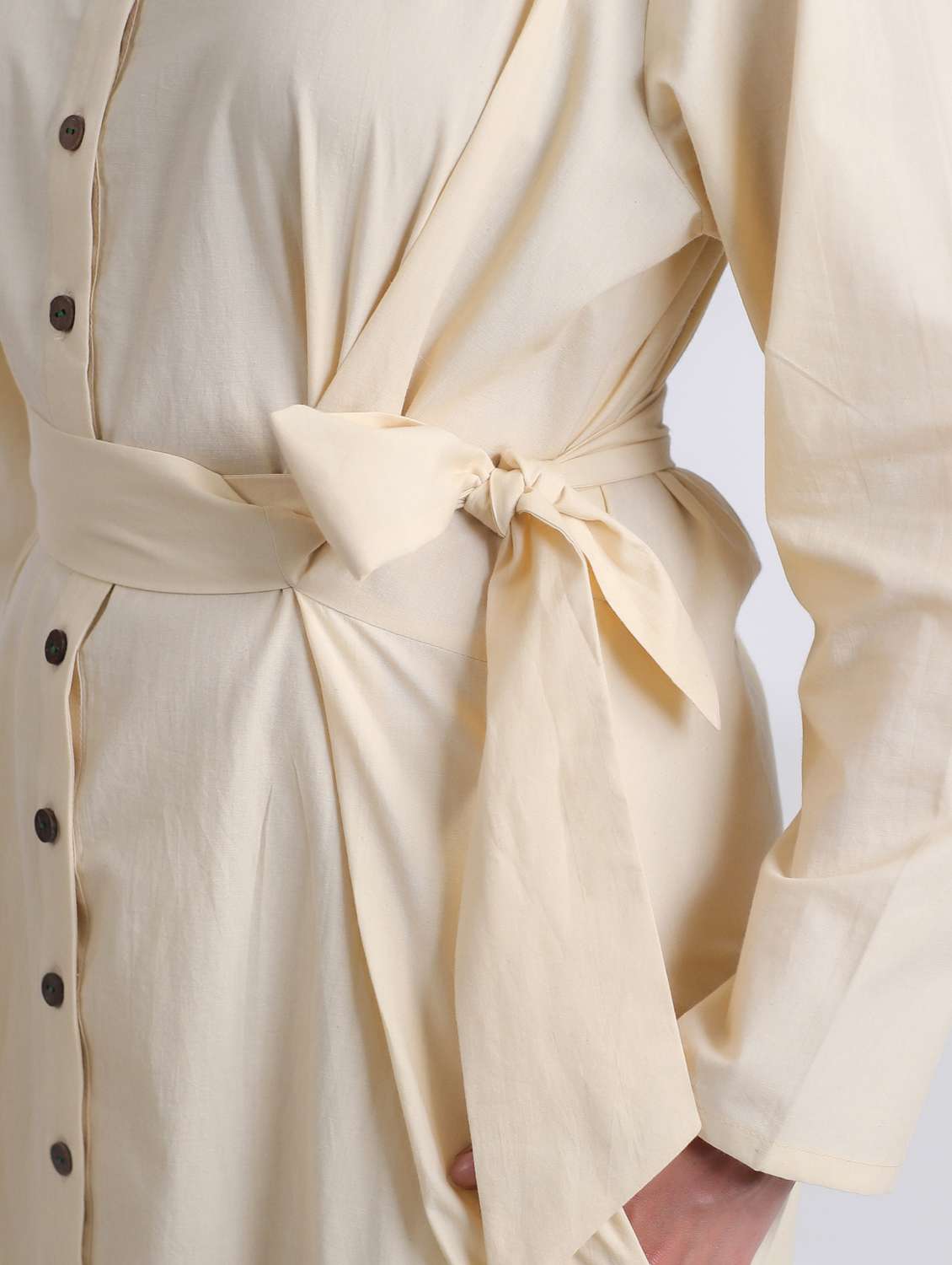 women solid long sleeve shirt dress - 21954639 - Standard Image - 5