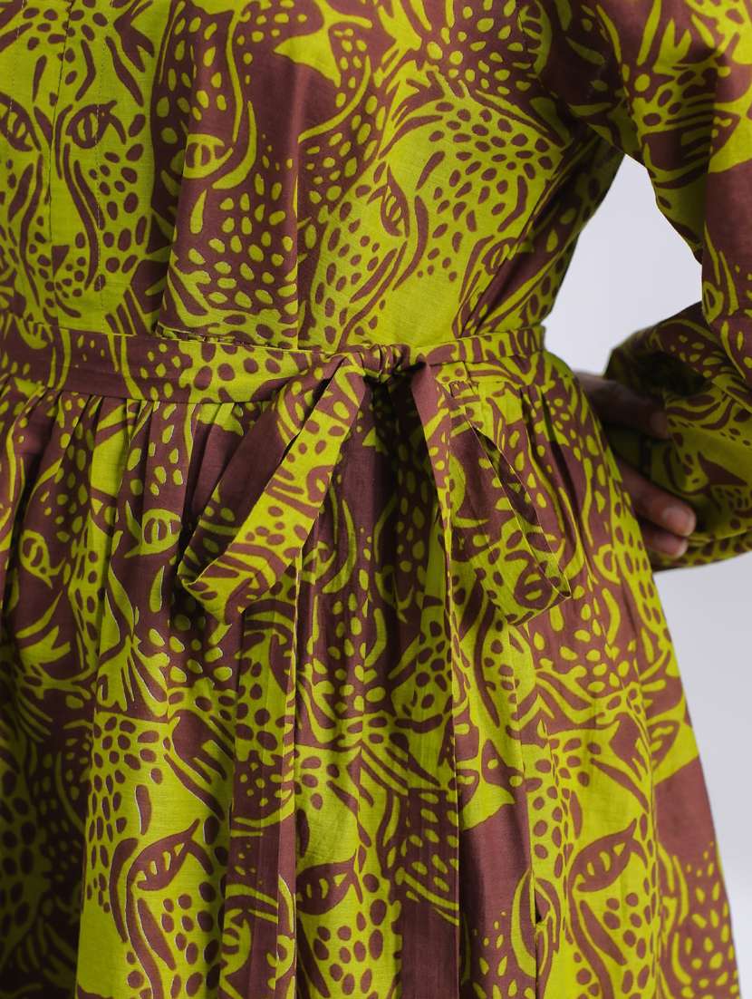 women printed long sleeve tiered ethnic dress - 21954646 - Standard Image - 8