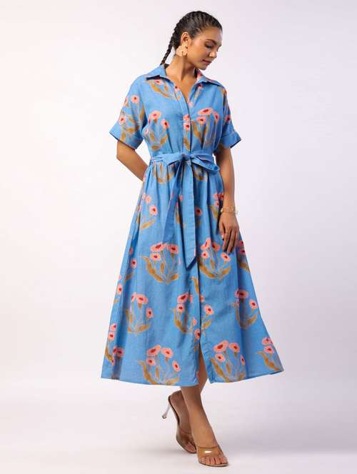 women printed short sleeve a-line ethnic dress - 21954648 - Standard Image - 0